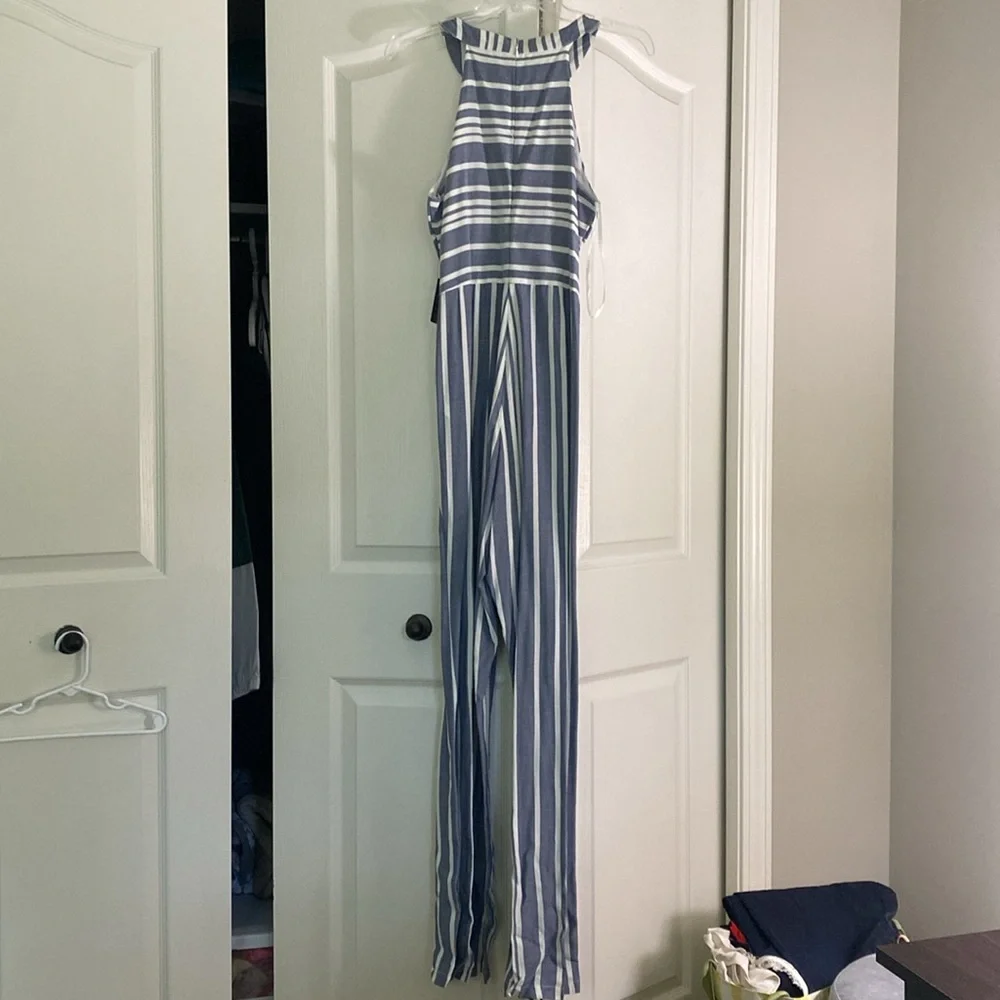 NWT Express Blue and White Striped Jumpsuit - Picture 3 of 6